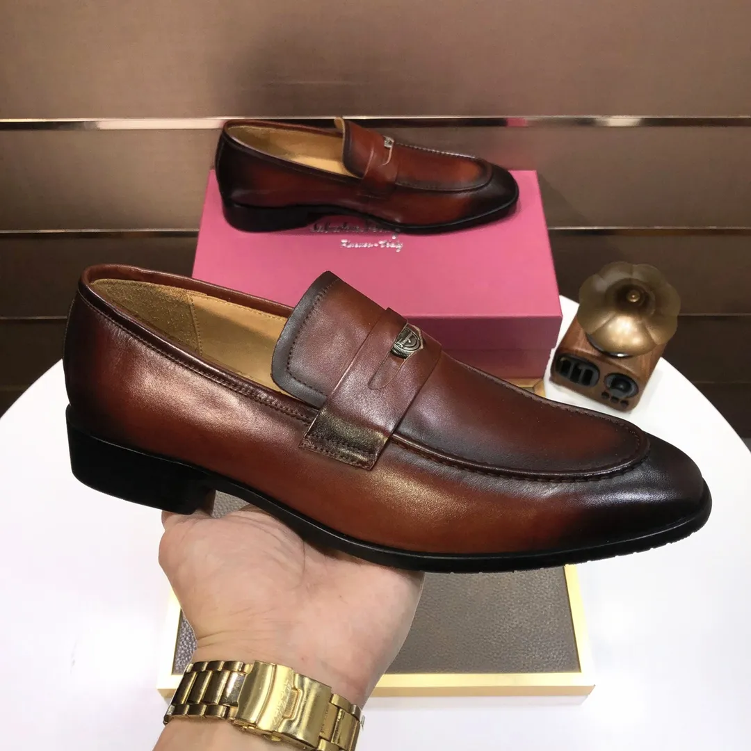 Men's shoes 💰500💰 [Ferragamo/Ferragamo] The latest model in the counter. Original imported high-quality cowhide with open sides + imported 🐂 water-dyed cowhide lining + original luxury metal buckle + original combination outsole. Comparison without pressure 38--45 (45 is custom-made and cannot be returned or exchanged)